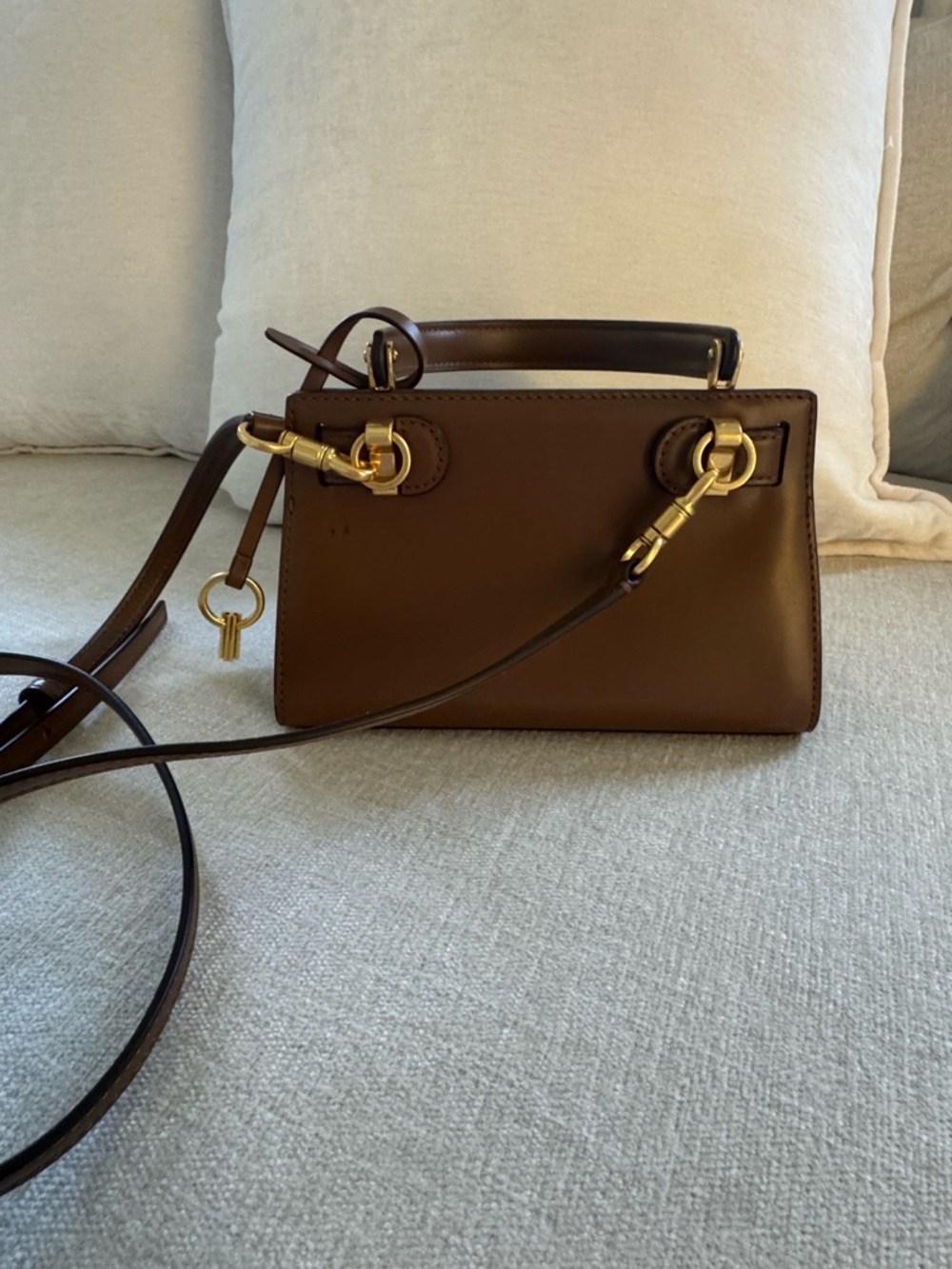 Tory Burch Dark Brown Leather Mini Satchel with Gold Hardware - Picture 3 of 5